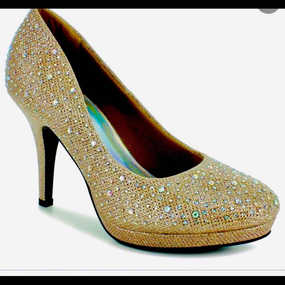 STUNNING SILVER SLIPPER METALLIC HEEL W IRIDESCENT GEMSTONE ACCENTS